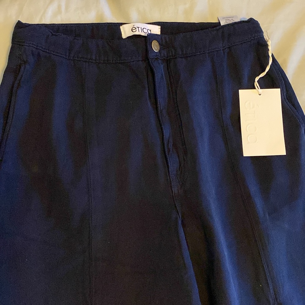 NWT Etica Anthropologie Wide Leg Slit Denim - Picture 3 of 8